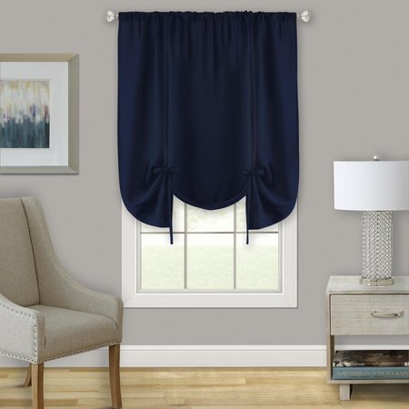 EYECATCHER 58 x 63 in. Darcy Window Curtain Tie Up Shade - Navy EY2511909